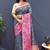 Slate grey banarasi silk blend saree with multicolor paithani floral border & pallu