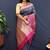 Slate grey banarasi silk blend saree with multicolor paithani floral border & pallu