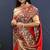 Red banarasi silk blend saree with multicolor paithani floral border & pallu