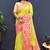 Lime green banarasi silk blend saree with multicolor paithani floral border & pallu