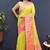 Lime green banarasi silk blend saree with multicolor paithani floral border & pallu