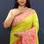 Lime green banarasi silk blend saree with multicolor paithani floral border & pallu
