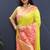 Lime green banarasi silk blend saree with multicolor paithani floral border & pallu