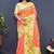 Peach banarasi silk blend saree with multicolor paithani floral border & pallu
