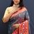 Grey banarasi silk blend saree with multicolor paithani floral border & pallu