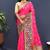 Rani pink banarasi silk blend saree with multicolor paithani floral border & pallu