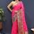 Rani pink banarasi silk blend saree with multicolor paithani floral border & pallu