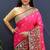 Rani pink banarasi silk blend saree with multicolor paithani floral border & pallu