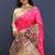 Rani pink banarasi silk blend saree with multicolor paithani floral border & pallu