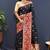 Black banarasi silk blend saree with multicolor paithani floral border & pallu