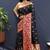 Black banarasi silk blend saree with multicolor paithani floral border & pallu