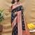 Black banarasi silk blend saree with maroon zari woven border