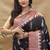Black banarasi silk blend saree with maroon zari woven border