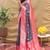 Grey banarasi silk blend saree with rani pink zari woven border