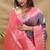 Grey banarasi silk blend saree with rani pink zari woven border