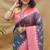 Grey banarasi silk blend saree with rani pink zari woven border