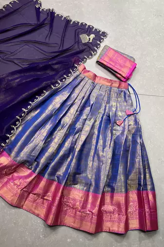 Women's Kanjivaram With Zari Weaving Work Lehenga Choli Set 