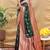 Dark green banarasi silk blend saree with maroon zari woven border
