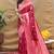 Deep wine banarasi silk blend saree with pink zari woven border