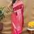 Deep wine banarasi silk blend saree with pink zari woven border