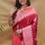 Deep wine banarasi silk blend saree with pink zari woven border