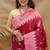 Deep wine banarasi silk blend saree with pink zari woven border