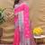 Rani pink banarasi silk blend saree with purple zari woven border