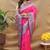 Rani pink banarasi silk blend saree with purple zari woven border