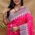 Rani pink banarasi silk blend saree with purple zari woven border