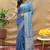 Sky blue banarasi silk blend saree with silver zari weaving