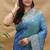Sky blue banarasi silk blend saree with silver zari weaving