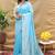 Sky blue banarasi silk blend saree with silver zari weaving