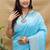 Sky blue banarasi silk blend saree with silver zari weaving