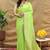 Lime green banarasi silk blend saree with silver zari weaving