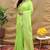 Lime green banarasi silk blend saree with silver zari weaving
