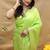 Lime green banarasi silk blend saree with silver zari weaving