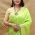 Lime green banarasi silk blend saree with silver zari weaving