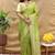 Light olive green banarasi silk blend saree with silver zari weaving