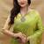 Light olive green banarasi silk blend saree with silver zari weaving