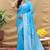 Sky blue banarasi silk blend saree with silver zari weaving
