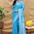 Sky blue banarasi silk blend saree with silver zari weaving