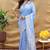 Light lavender banarasi silk blend saree with silver zari weaving