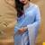 Light lavender banarasi silk blend saree with silver zari weaving
