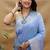 Light lavender banarasi silk blend saree with silver zari weaving