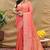 Peach coral banarasi silk blend saree with silver zari weaving