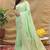 Mint green banarasi silk blend saree with silver zari weaving