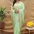 Mint green banarasi silk blend saree with silver zari weaving