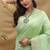 Mint green banarasi silk blend saree with silver zari weaving