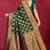 Dark green banarasi silk blend saree with copper zari weave