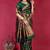 Dark green banarasi silk blend saree with copper zari weave